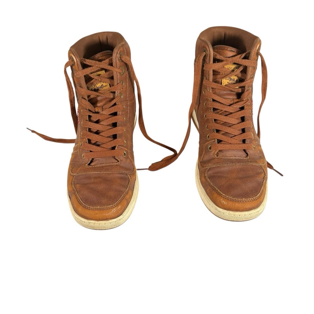 Levi's Men's High Top Sneakers Brown Leather Look Size 8.5 Casual Skate‎ Shoes